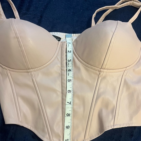 Say What? Faux Leather Blush Pink Bustier Crop Top Corset Size XL - Picture 2 of 7